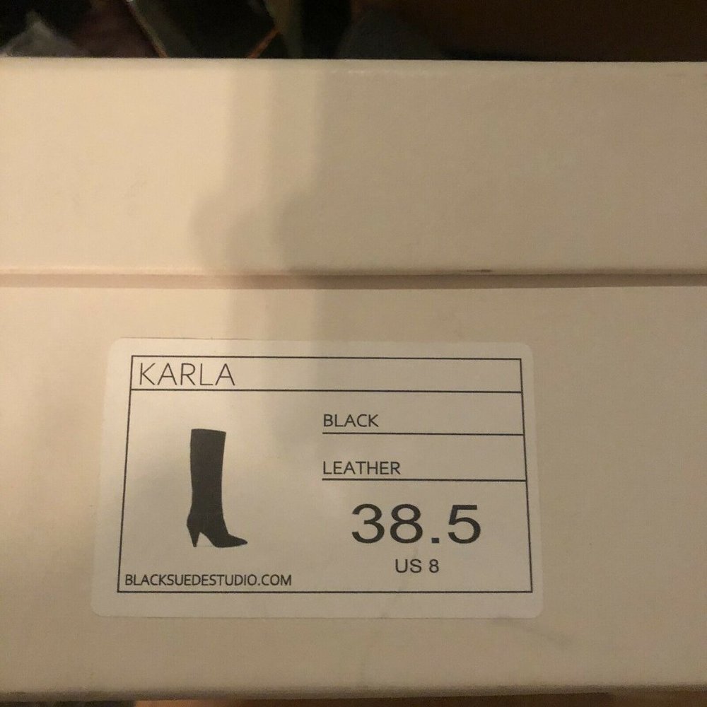 Black Suede Studio Karla Boots Black Heel Pointed 38.5 $450 - Picture 10 of 10
